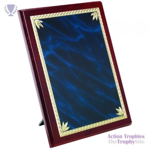 Rosewood Plaque with Blue/Gold Aluminium Front 9in