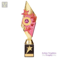 Pizzazz Plastic Trophy Gold & Pink 325mm